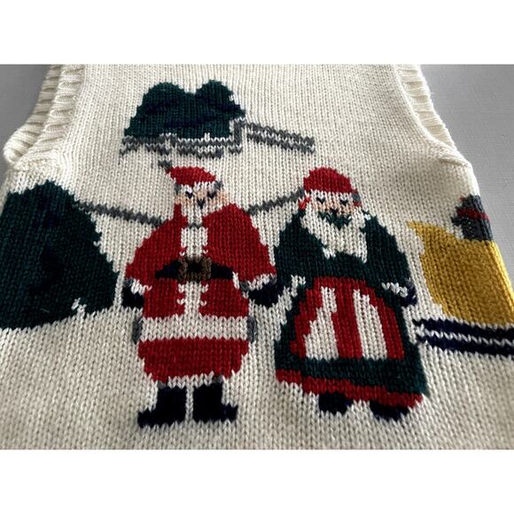 Messages Sz M Vintage Santa Sweater Vest Sz M Festive Christmas Boho Unique Fun - Picture 6 of 9